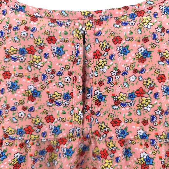 Womens Cottage Micro Floral Babydoll Tee Flutter Sleeve Lace Bow Keyhole Back S - Picture 11 of 11